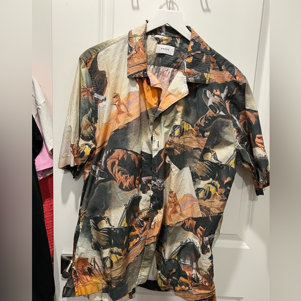Rhude cotton gunslinger- print Hawaiian shirt